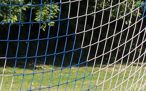 Zweifarbiges Fußballtornetz 7,32 x 2,44 m in Blau-Weiß