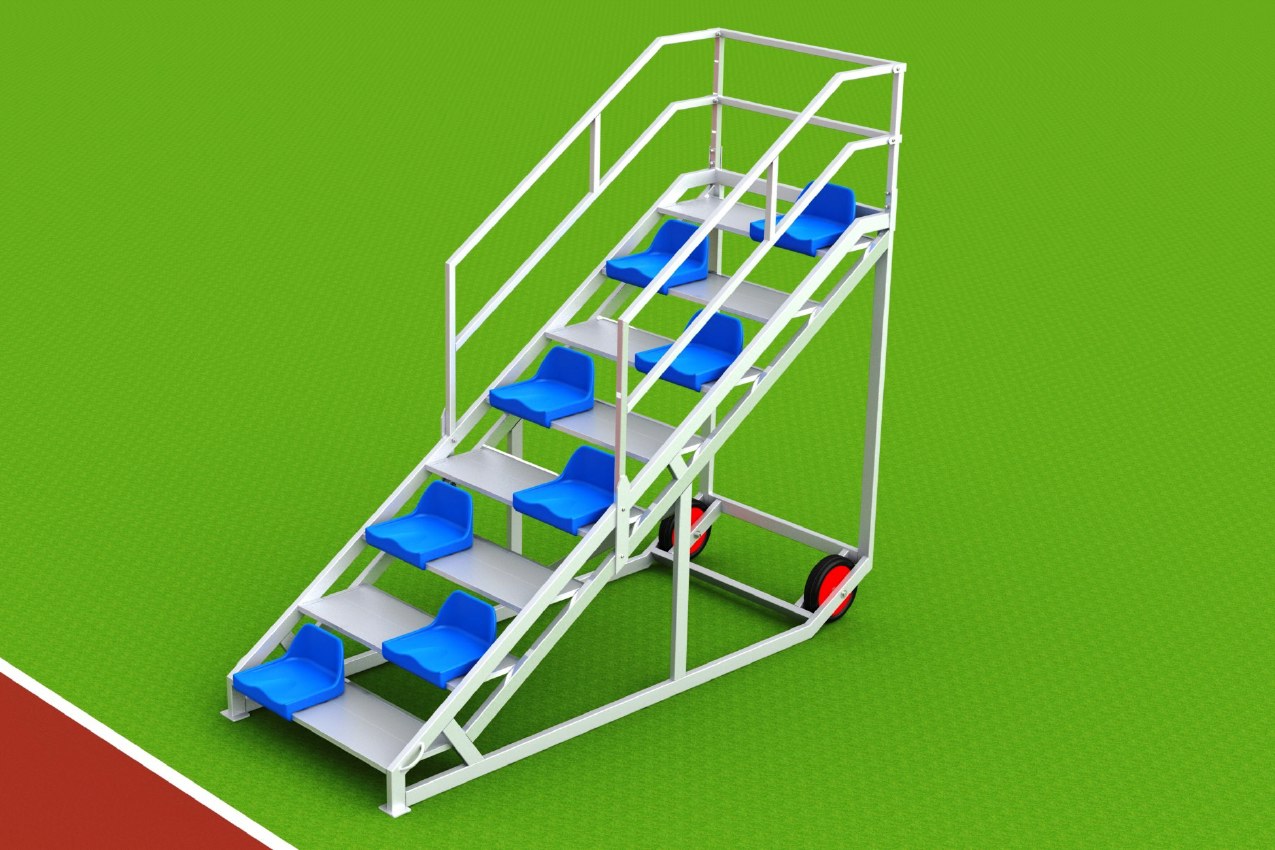 Zielrichtertreppe für 8 Personen mit Sitzschalen