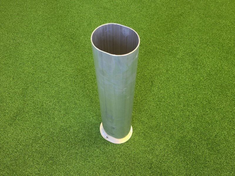 Ground socket standard for ball stop posts made of aluminum