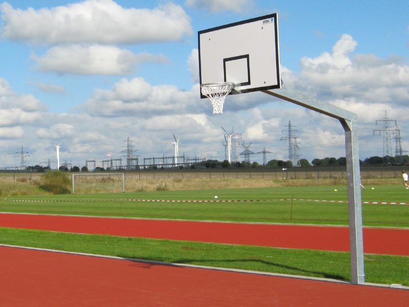 Steel streetball post, single-pole stand