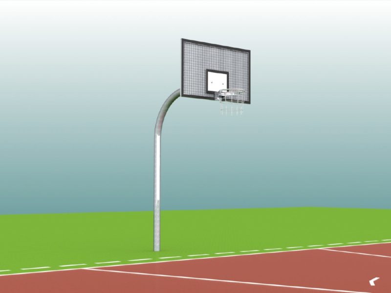 Single pole streetball system with backboard