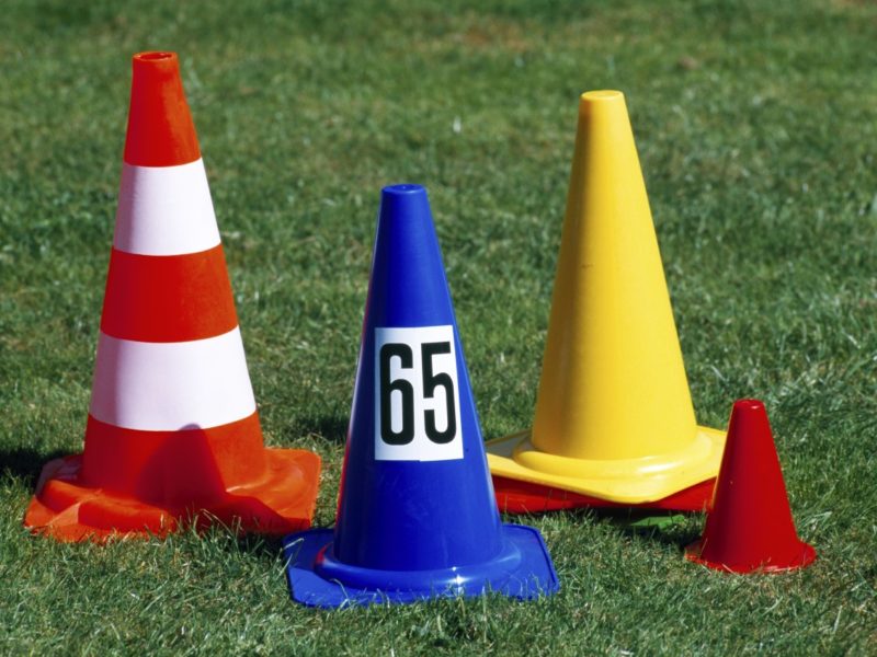 Plastic marking cones, height: 17 cm, color: red