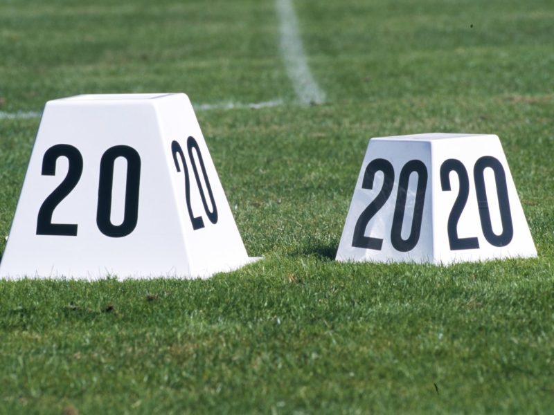 Distance marker box for shot put with numbers