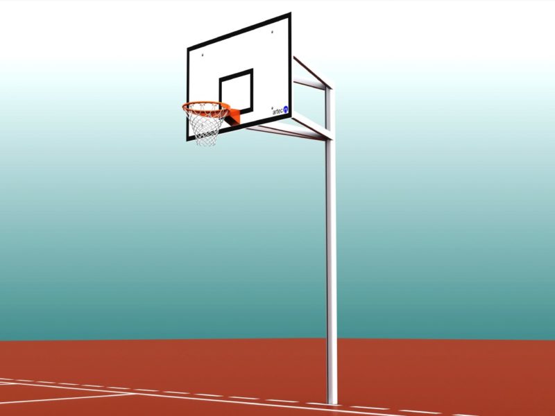 Sturdy single pole basketball post made of aluminum