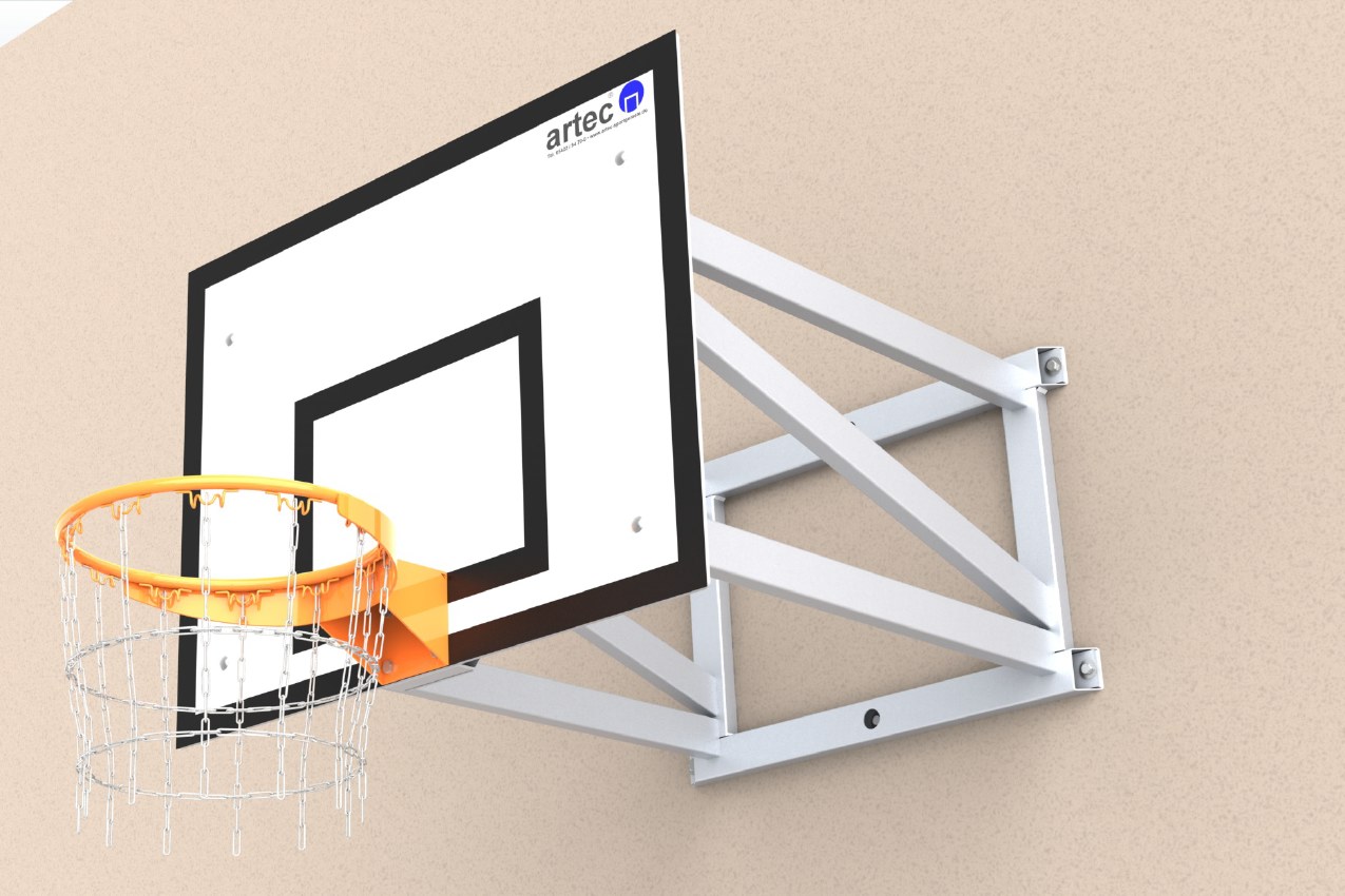 Basketball wall construction made of aluminium, welded in one piece, projection: 1.25 m by artec Sportgeräte