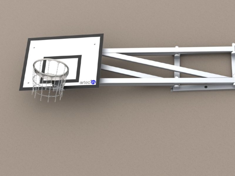 Retractable basketball unit for wall mounting