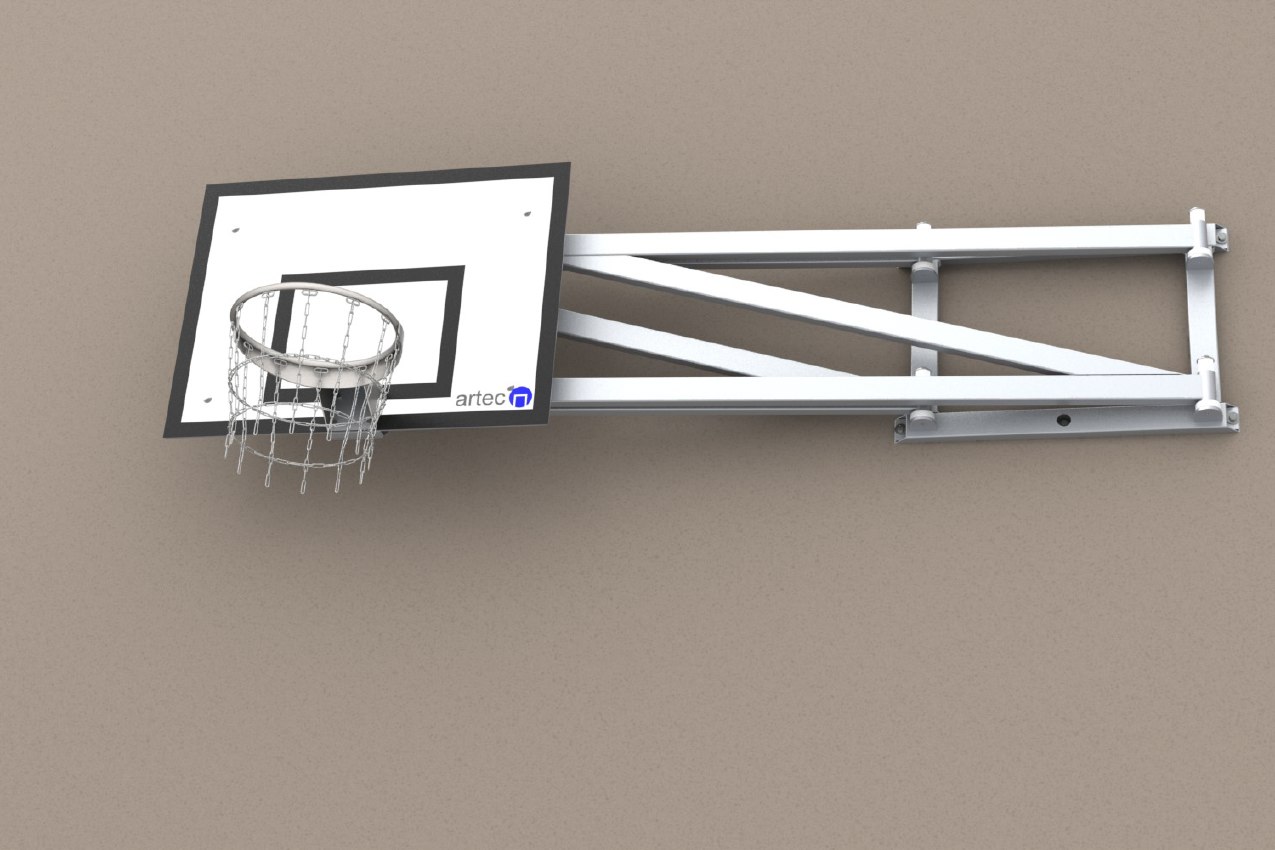 Retractable basketball unit for wall mounting