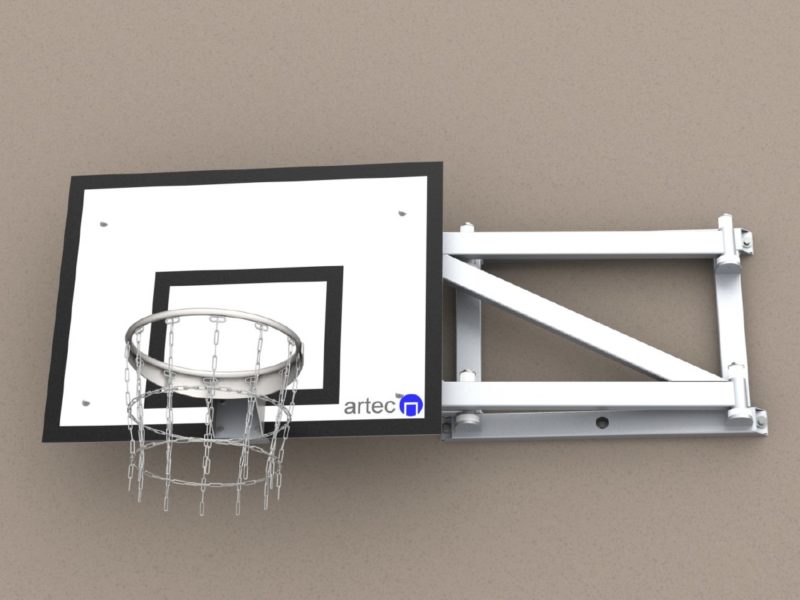 Retractable basketball wall construction made of aluminum