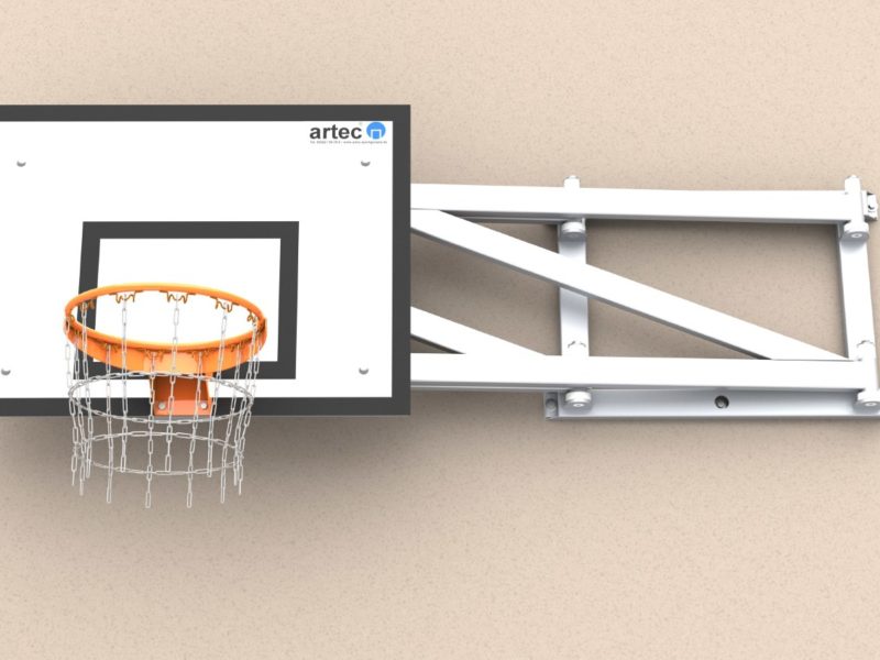 Basketball-Wandkonstruktion aus Aluminium, einklappbar, Ausladung: 1,65 m von artec Sportgeräte