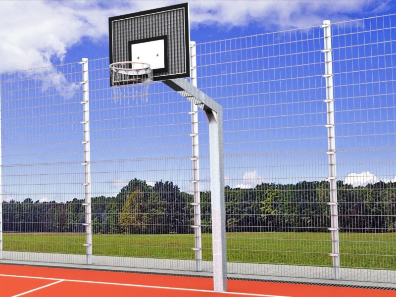 Streetball system with large backboard made of steel