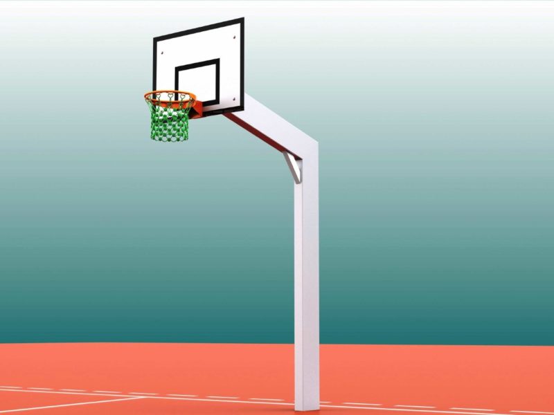 Single pole basketball post for streetball