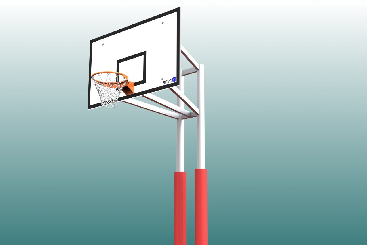 Protective pad for two mast stand basketball systems