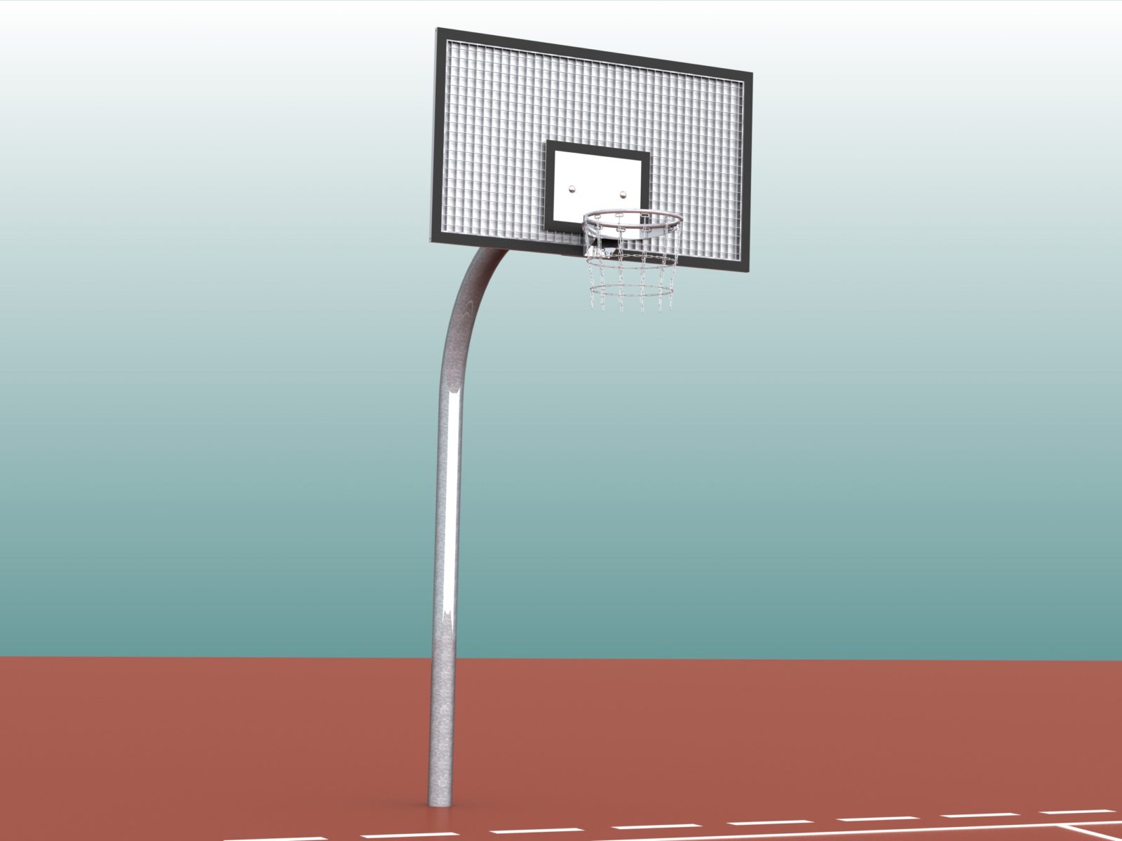 Single-pole streetball stand VANDALO with a projection of 1.25 m