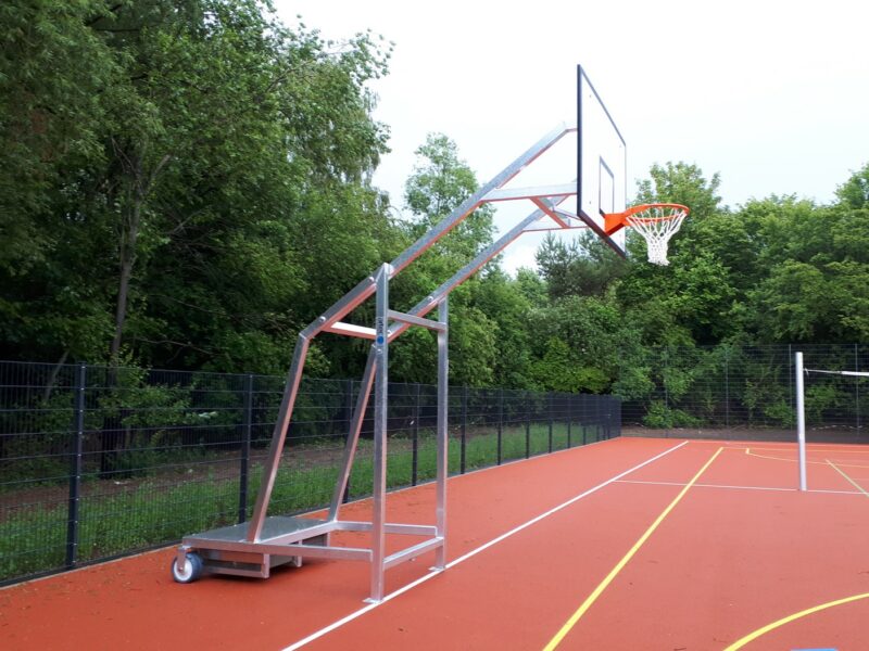 Mobile basketball stand for outdoor use
